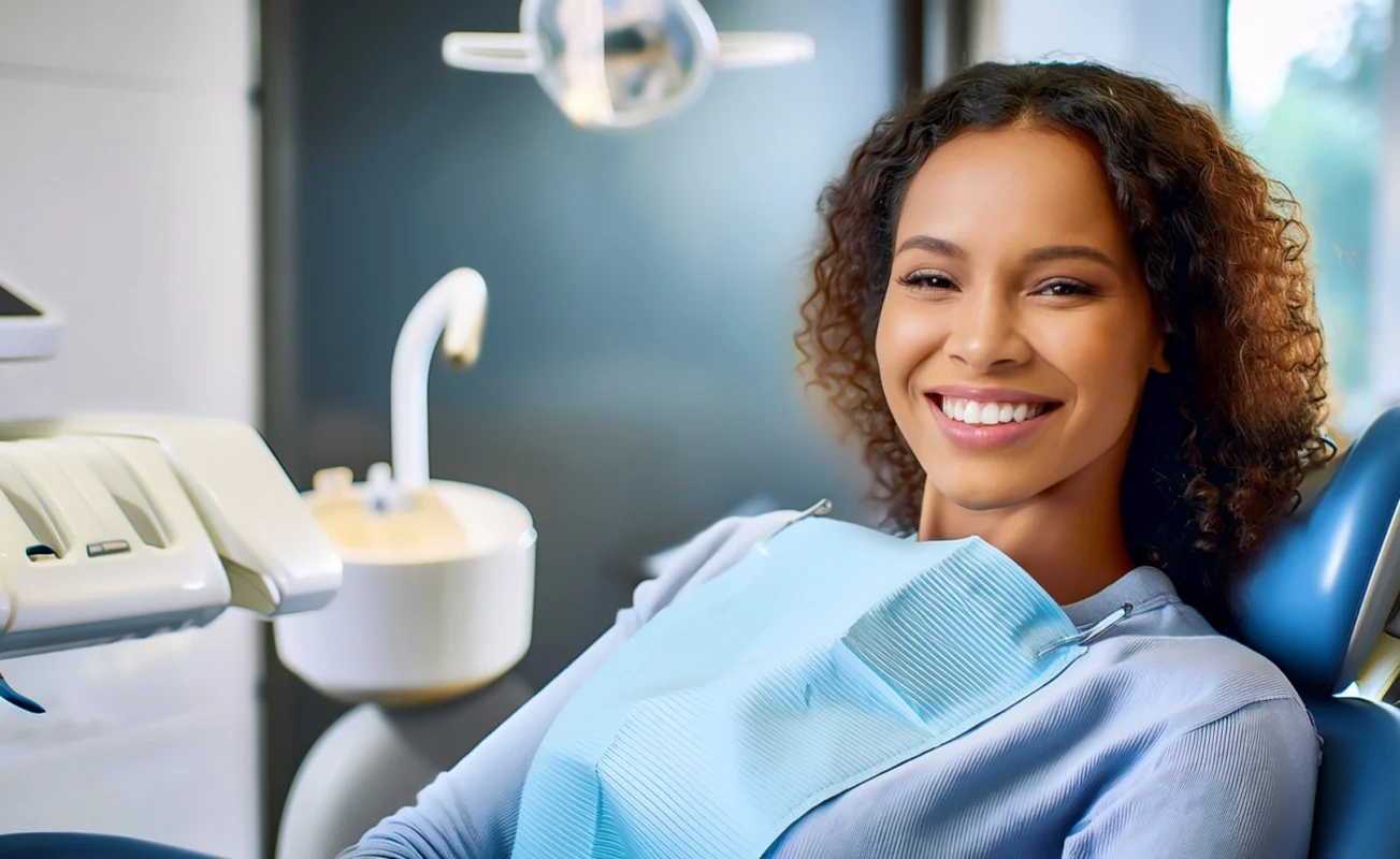 Woman in a dentist chair from Inglewood, CA
